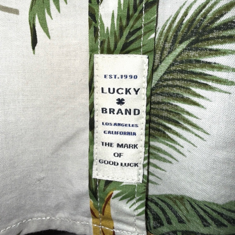 Lucky Brand White Tropical Palm-Print Short Sleeve Shirt - Picture 4 of 6